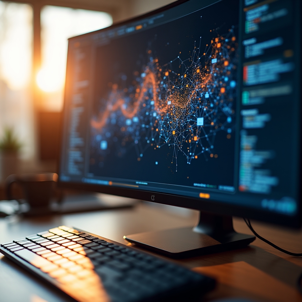 Schema markup data visualization on a monitor screen